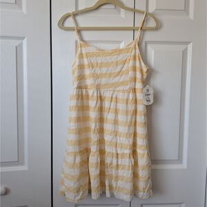 NWT Altar’d State Yellow & White Stripe Mini Dress Medium Beachy Sun Coastal